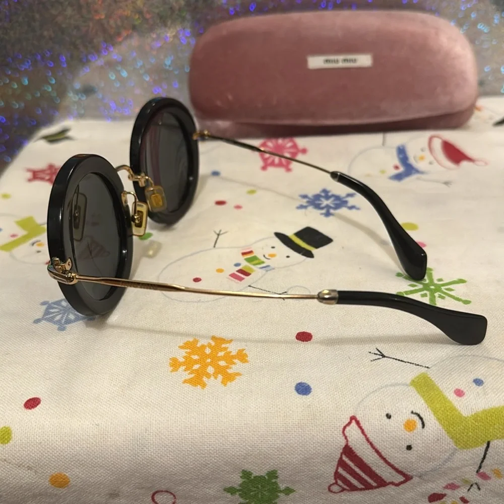 Miu Miu Sunglasses Black with Gold frames Includes pink case - Picture 9 of 10